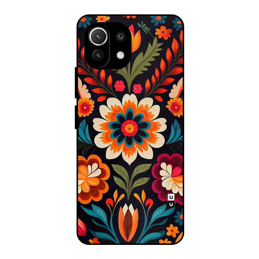 Colorful Mexican Floral Pattern Metal Back Case for Mi 11 Lite NE 5G
