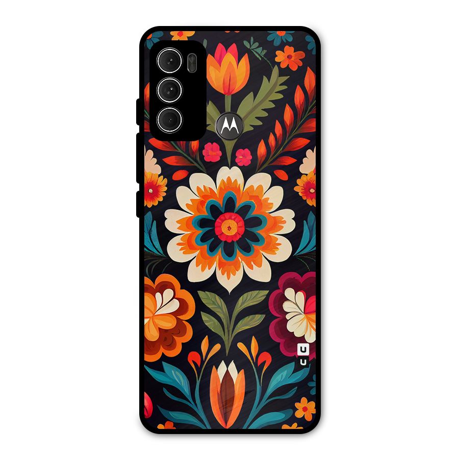 Colorful Mexican Floral Pattern Metal Back Case for Moto G60