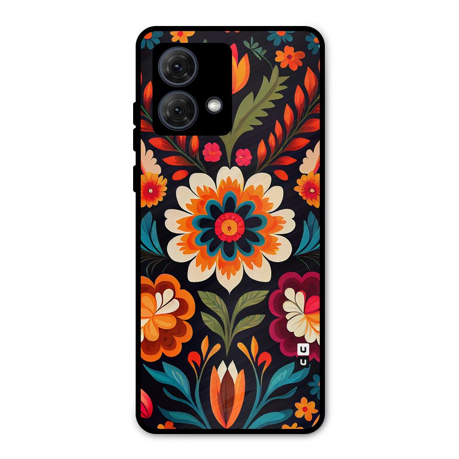 Colorful Mexican Floral Pattern Metal Back Case for Moto G84