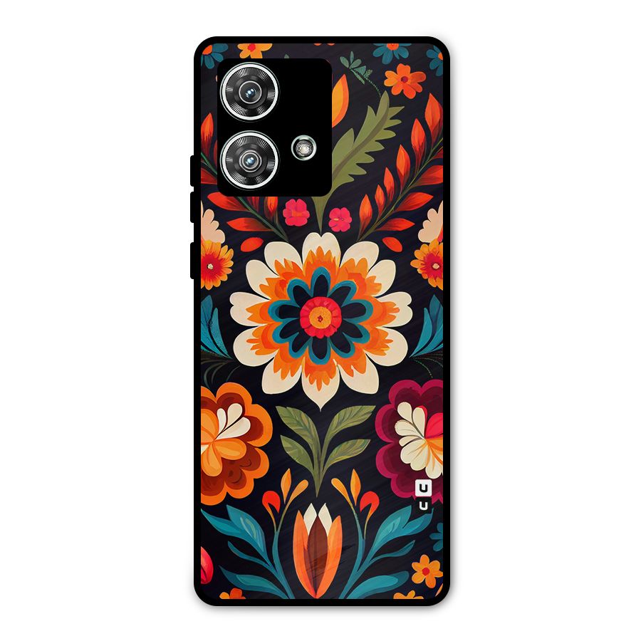 Colorful Mexican Floral Pattern Metal Back Case for Motorola Edge 40 Neo