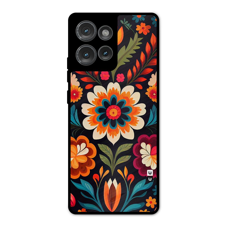 Colorful Mexican Floral Pattern Metal Back Case for Motorola Edge 50