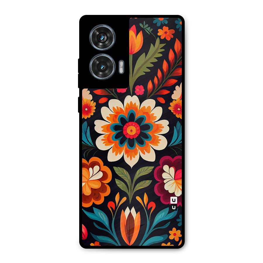 Colorful Mexican Floral Pattern Metal Back Case for Motorola Edge 50 Fusion