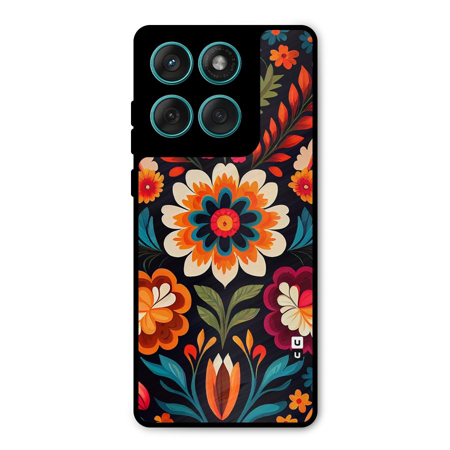 Colorful Mexican Floral Pattern Metal Back Case for Motorola Edge 60
