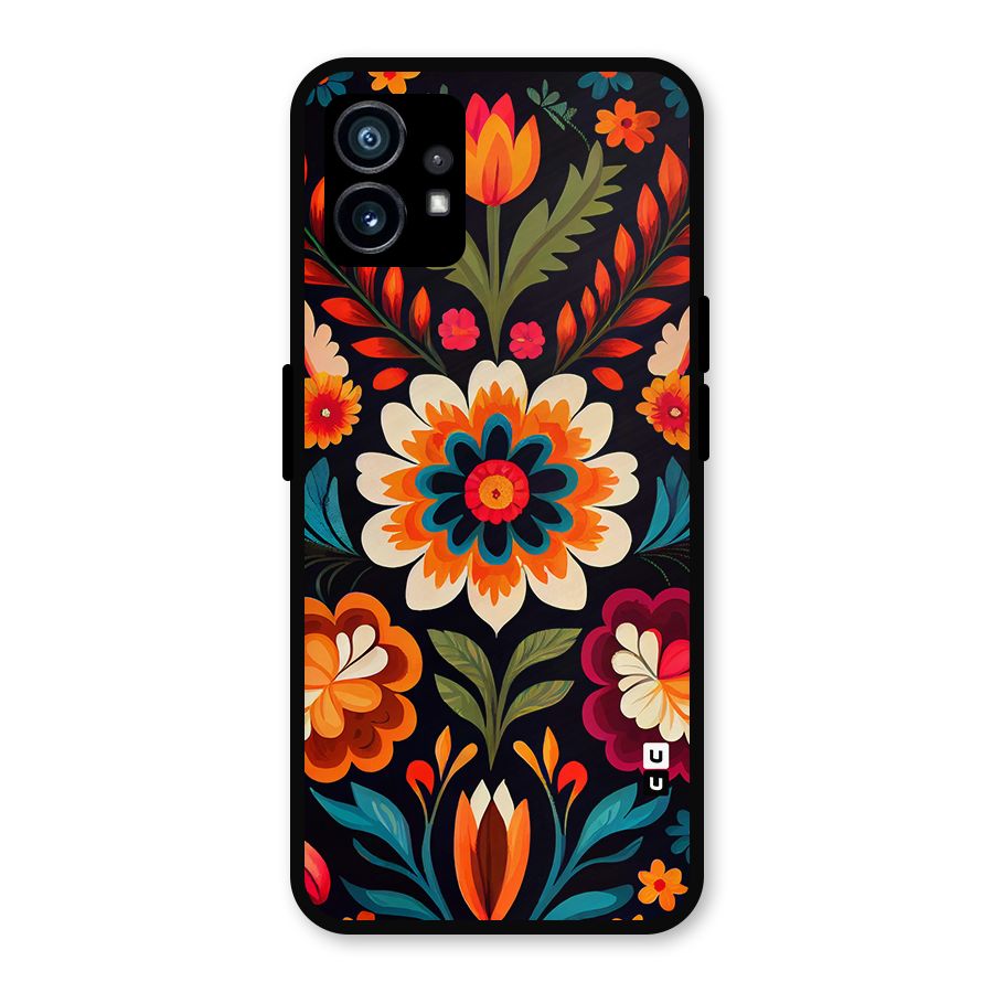 Colorful Mexican Floral Pattern Metal Back Case for Nothing Phone 1