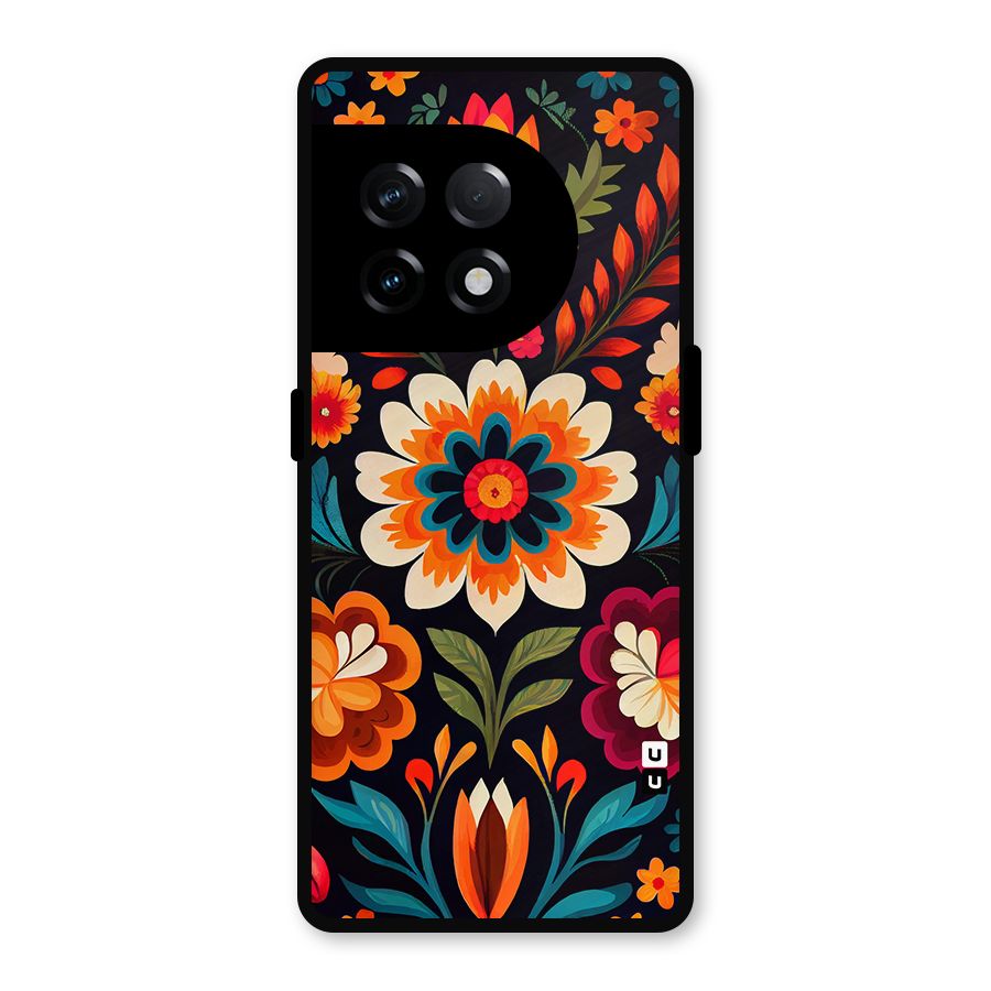 Colorful Mexican Floral Pattern Metal Back Case for OnePlus 11R