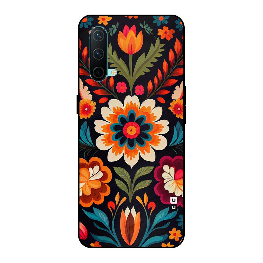Colorful Mexican Floral Pattern Metal Back Case for OnePlus Nord CE 5G