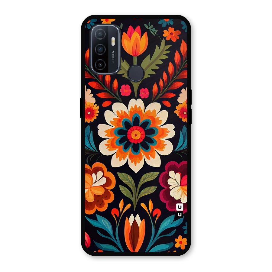 Colorful Mexican Floral Pattern Metal Back Case for Oppo A53