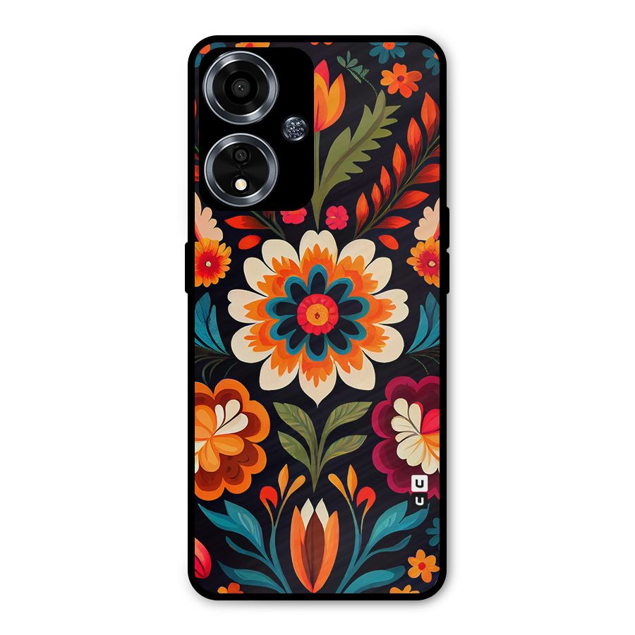Colorful Mexican Floral Pattern Metal Back Case for Oppo A59