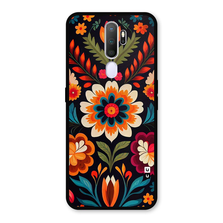 Colorful Mexican Floral Pattern Metal Back Case for Oppo A9 (2020)