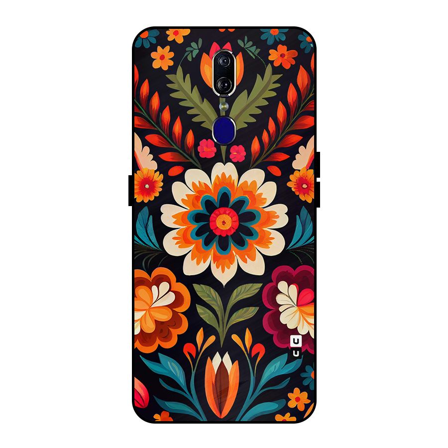 Colorful Mexican Floral Pattern Metal Back Case for Oppo F11