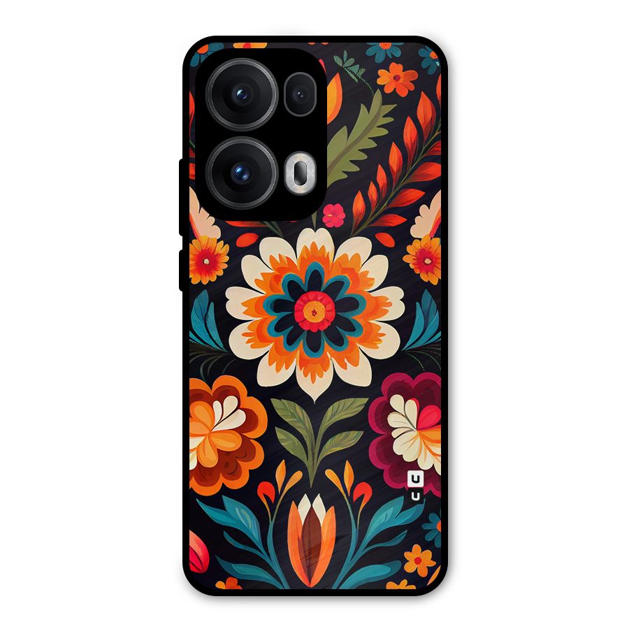 Colorful Mexican Floral Pattern Metal Back Case for Oppo Reno13 Pro