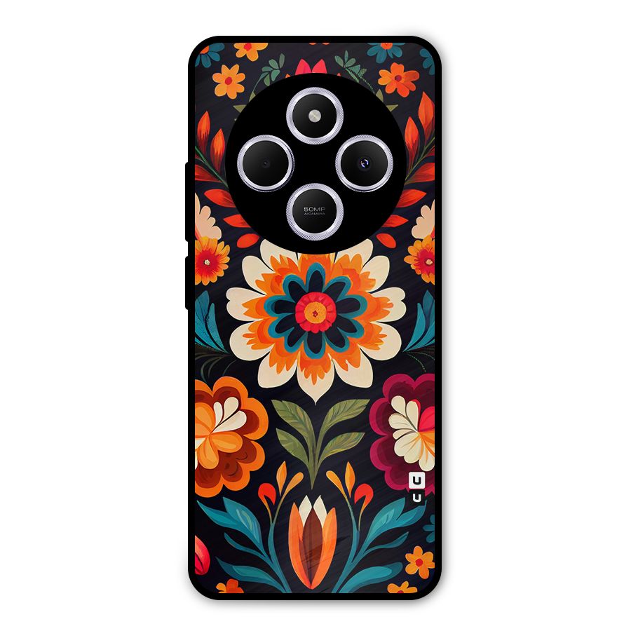 Colorful Mexican Floral Pattern Metal Back Case for Poco C75 5G