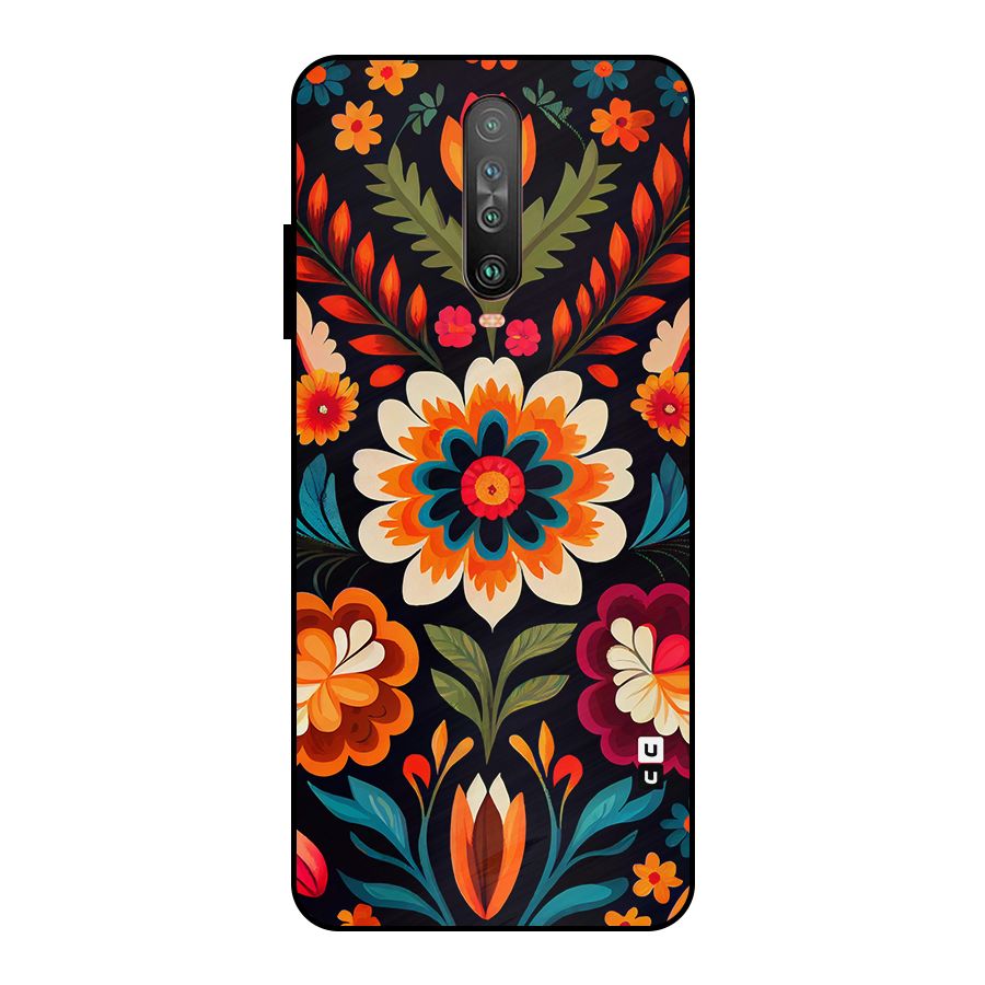 Colorful Mexican Floral Pattern Metal Back Case for Poco X2