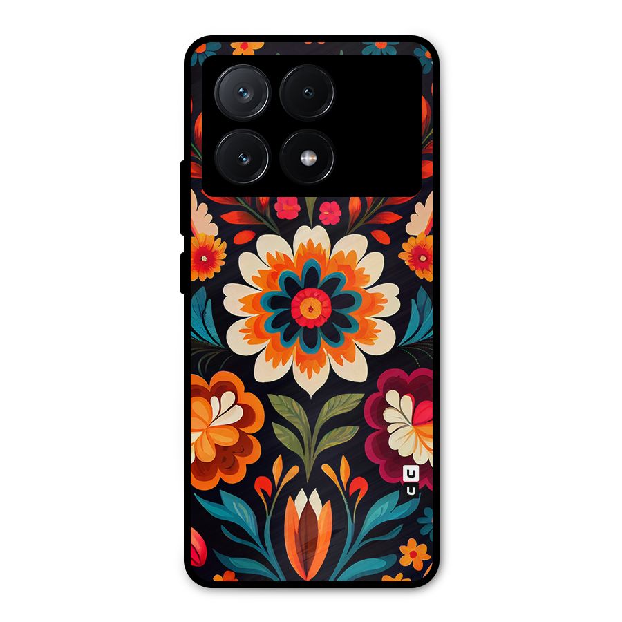 Colorful Mexican Floral Pattern Metal Back Case for Poco X6 Pro