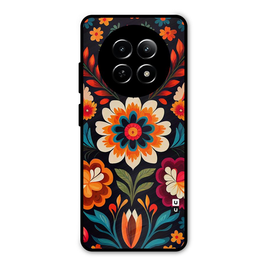 Colorful Mexican Floral Pattern Metal Back Case for Realme 12 5G
