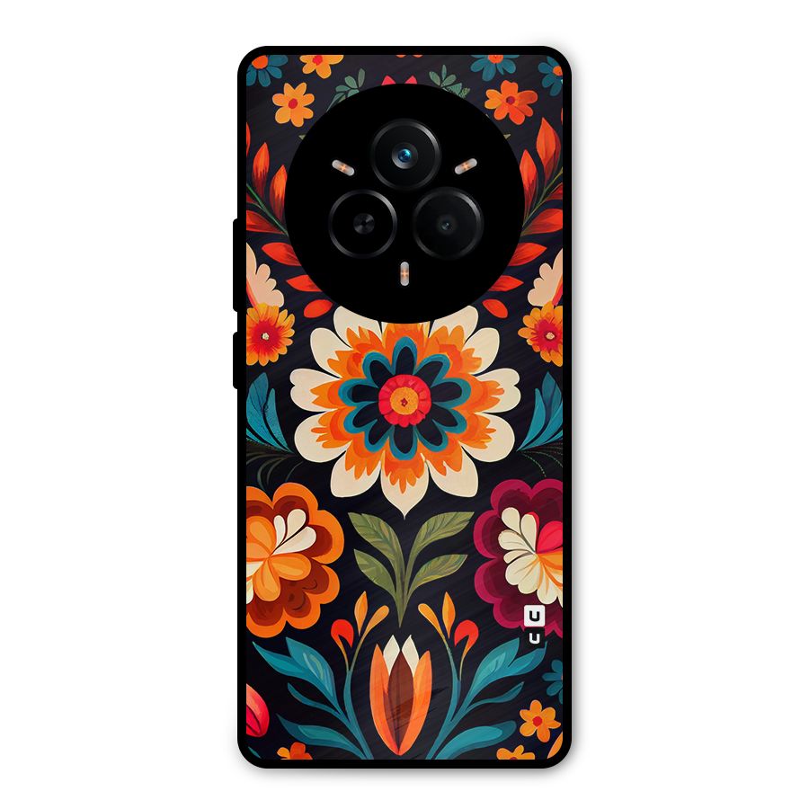 Colorful Mexican Floral Pattern Metal Back Case for Realme 14 Pro