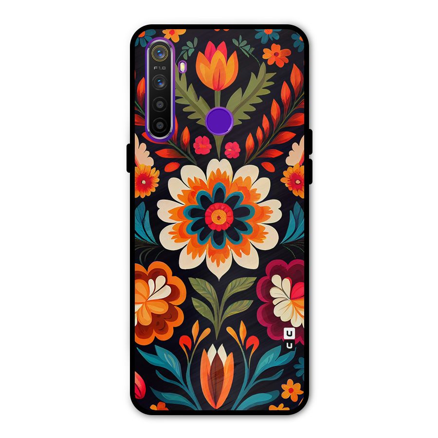 Colorful Mexican Floral Pattern Metal Back Case for Realme 5i