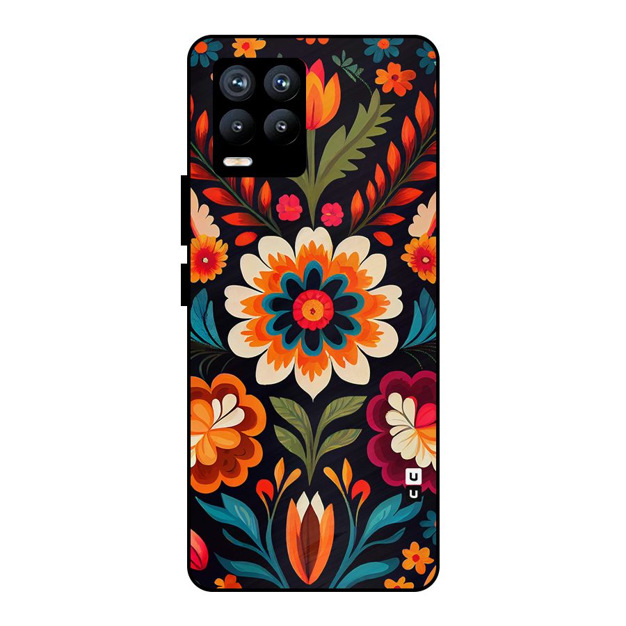 Colorful Mexican Floral Pattern Metal Back Case for Realme 8 Pro