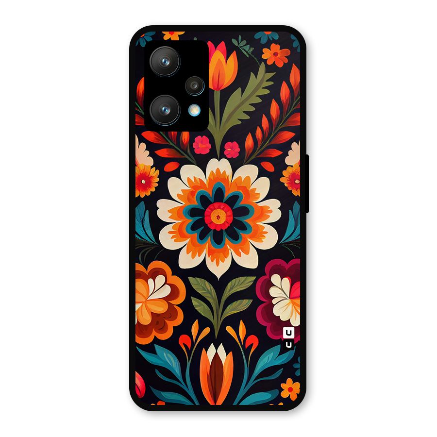 Colorful Mexican Floral Pattern Metal Back Case for Realme 9