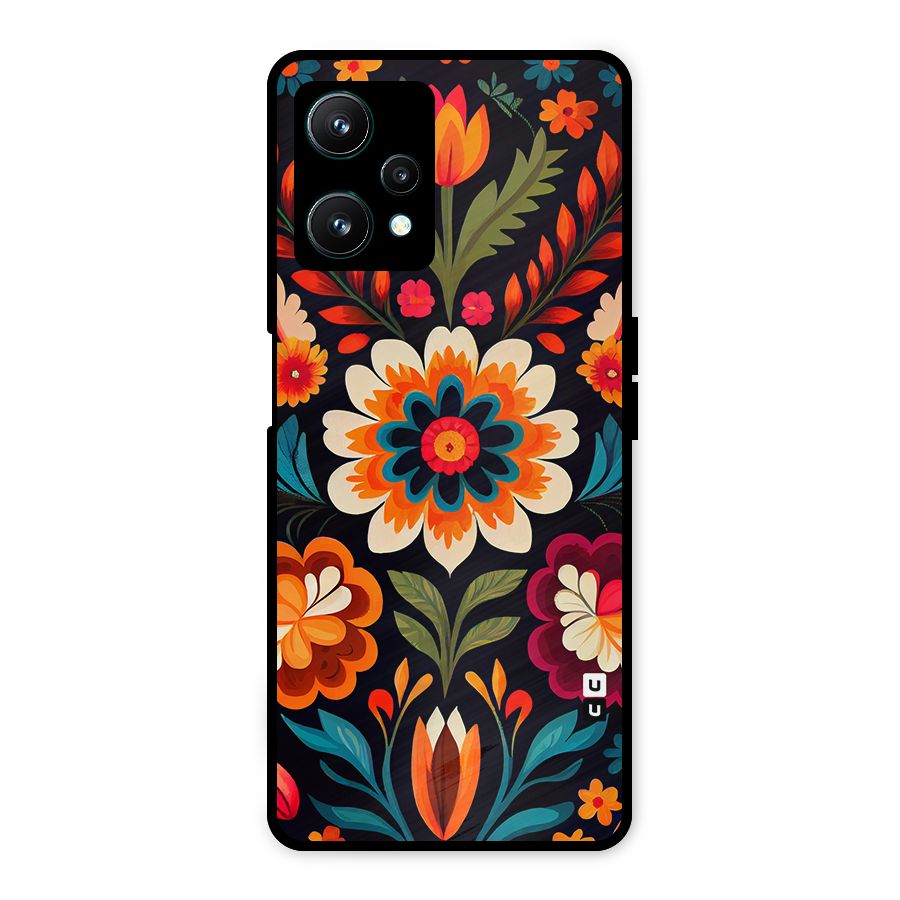 Colorful Mexican Floral Pattern Metal Back Case for Realme 9 Pro 5G