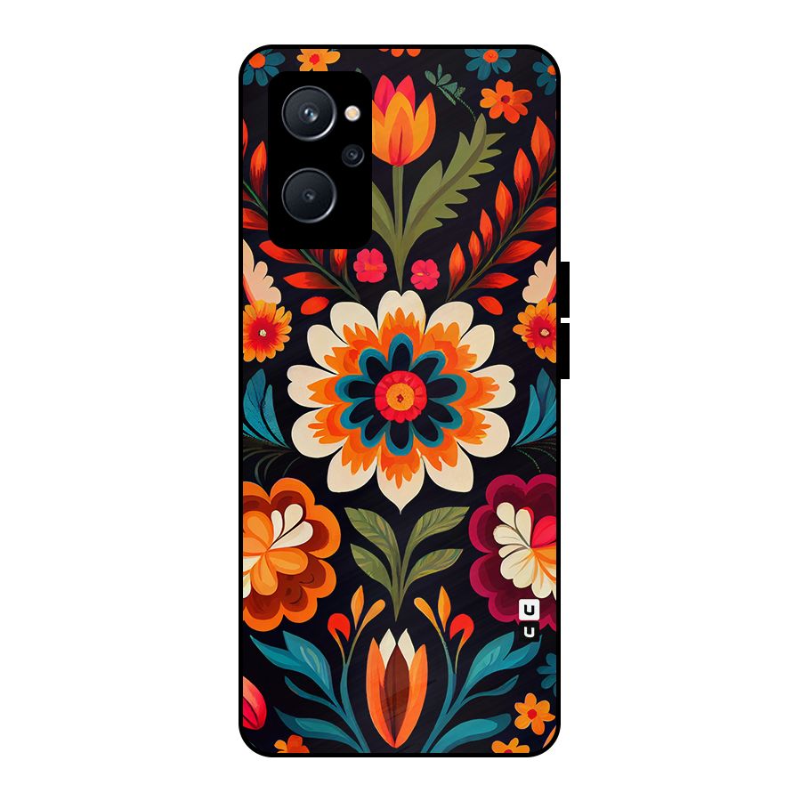 Colorful Mexican Floral Pattern Metal Back Case for Realme 9i 5G