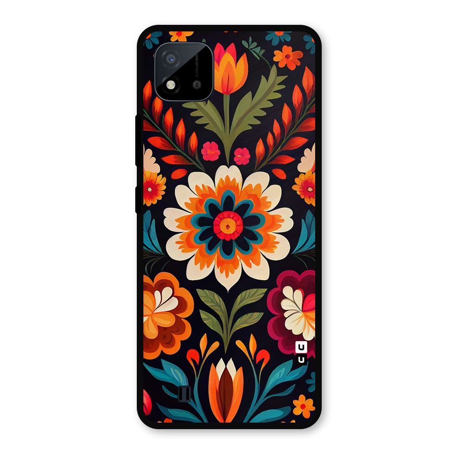 Colorful Mexican Floral Pattern Metal Back Case for Realme C11 2021