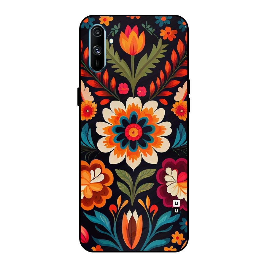 Colorful Mexican Floral Pattern Metal Back Case for Realme C3