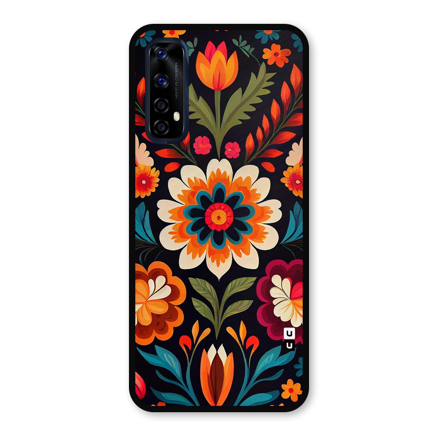 Colorful Mexican Floral Pattern Metal Back Case for Realme Narzo 20 Pro