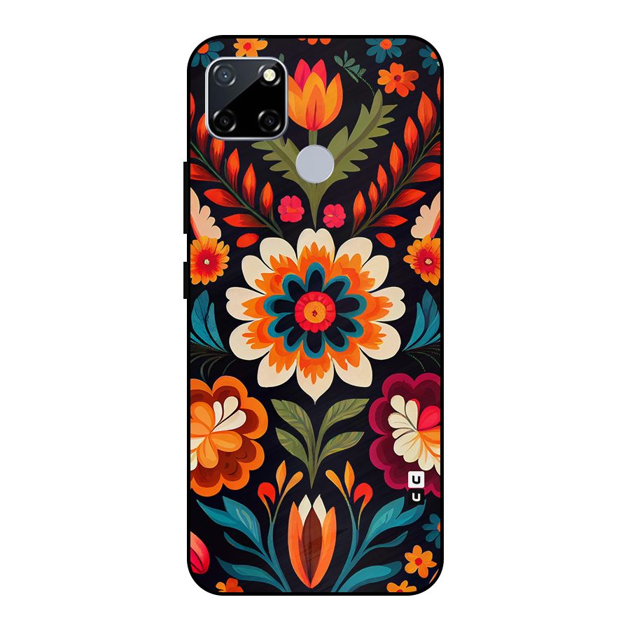 Colorful Mexican Floral Pattern Metal Back Case for Realme Narzo 30A