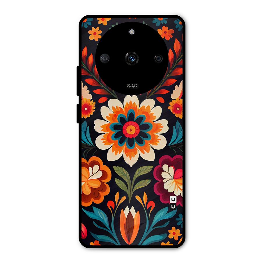 Colorful Mexican Floral Pattern Metal Back Case for Realme Narzo 60 5G