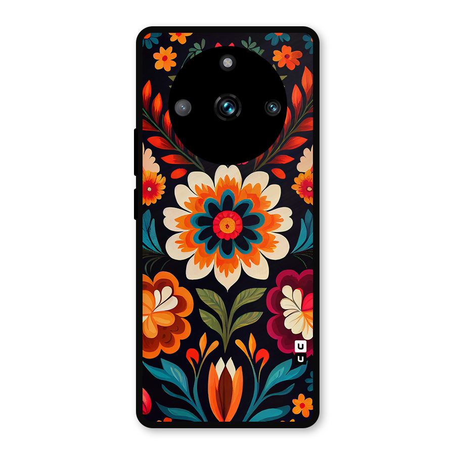 Colorful Mexican Floral Pattern Metal Back Case for Realme Narzo 60 Pro