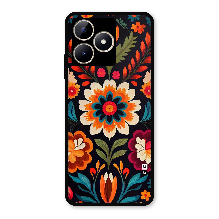 Colorful Mexican Floral Pattern Metal Back Case for Realme Narzo N53