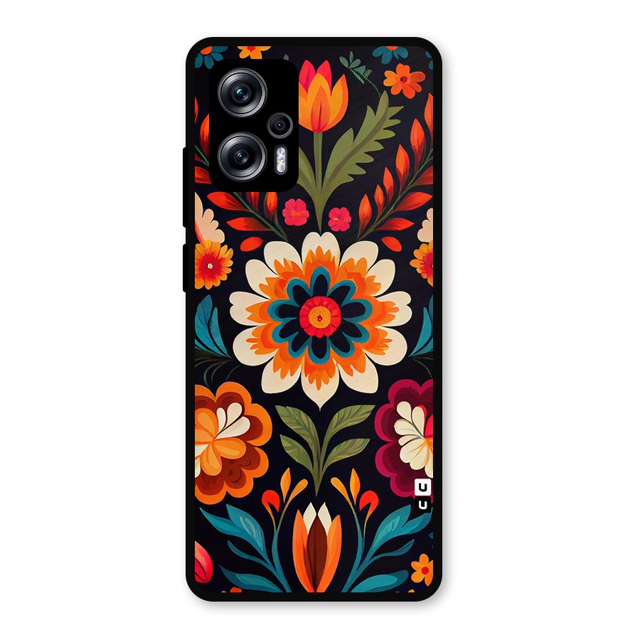 Colorful Mexican Floral Pattern Metal Back Case for Redmi K50i