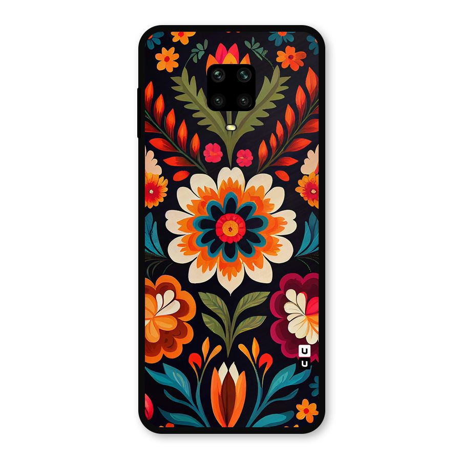 Colorful Mexican Floral Pattern Metal Back Case for Redmi Note 9 Pro Max