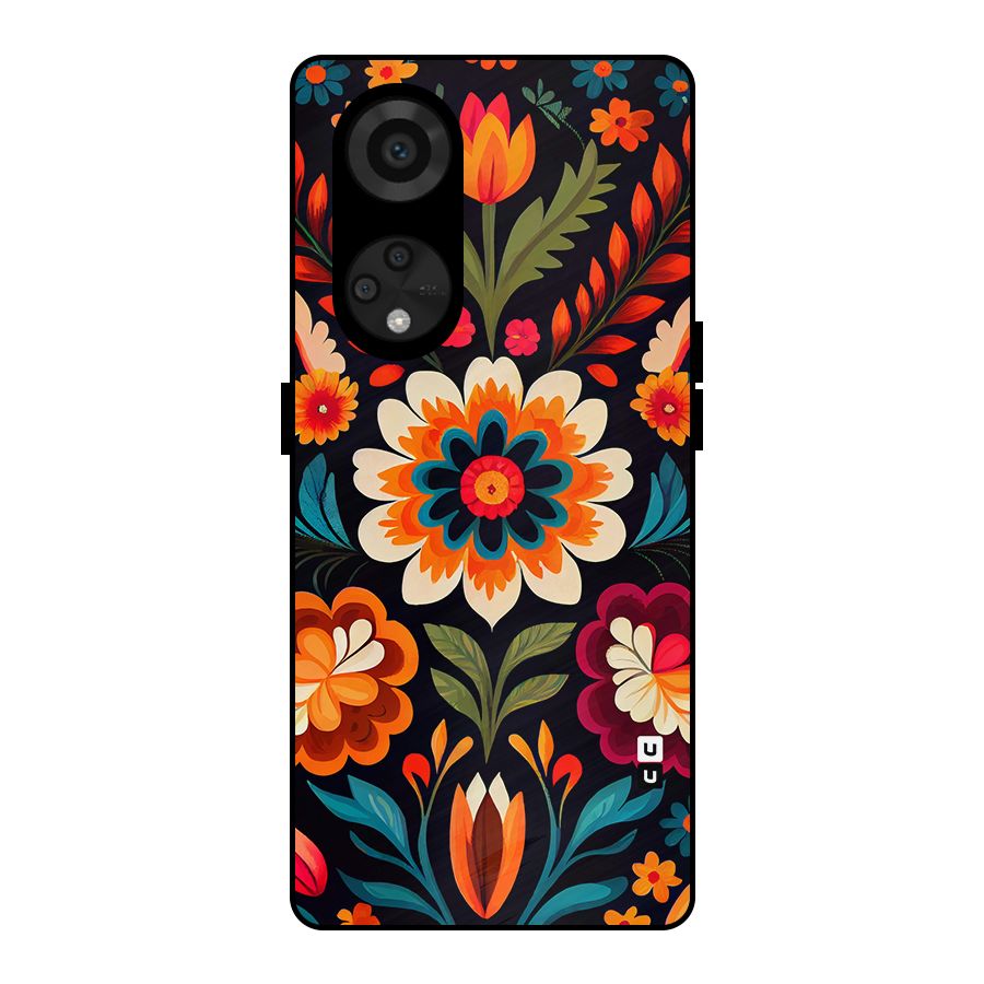 Colorful Mexican Floral Pattern Metal Back Case for Reno8 T 5G