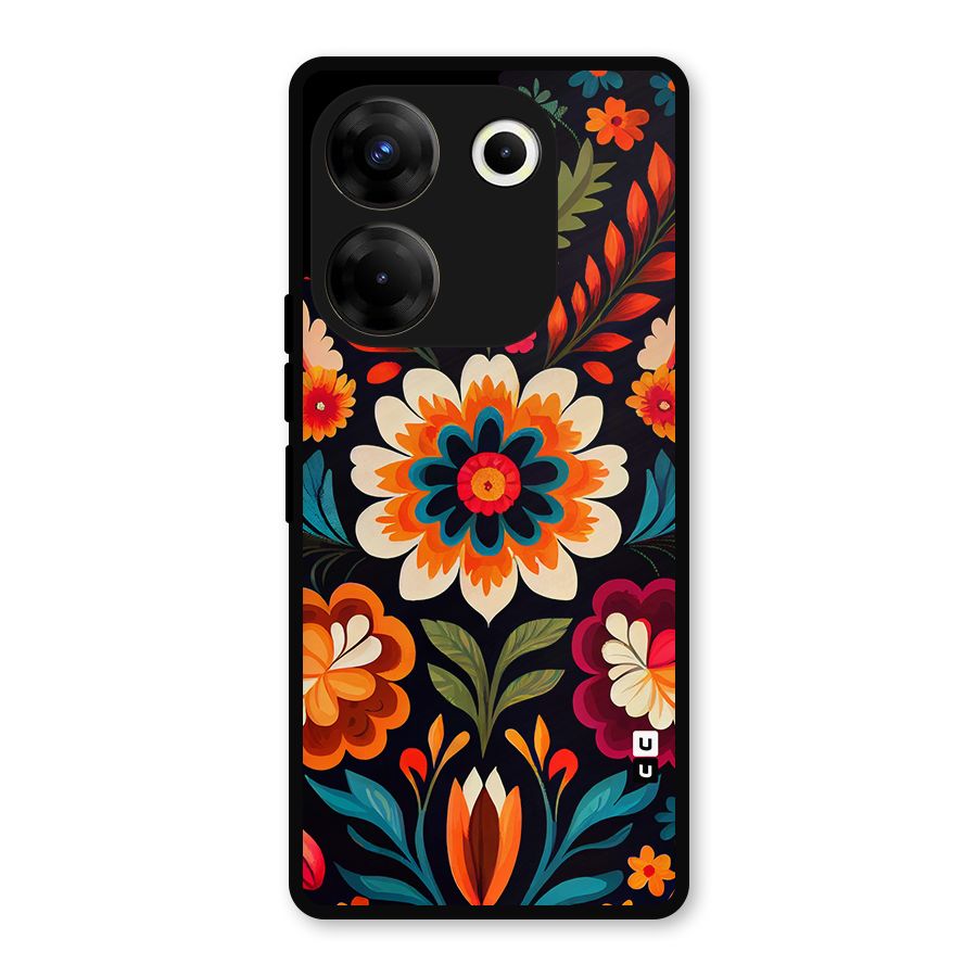 Colorful Mexican Floral Pattern Metal Back Case for Tecno Camon 20