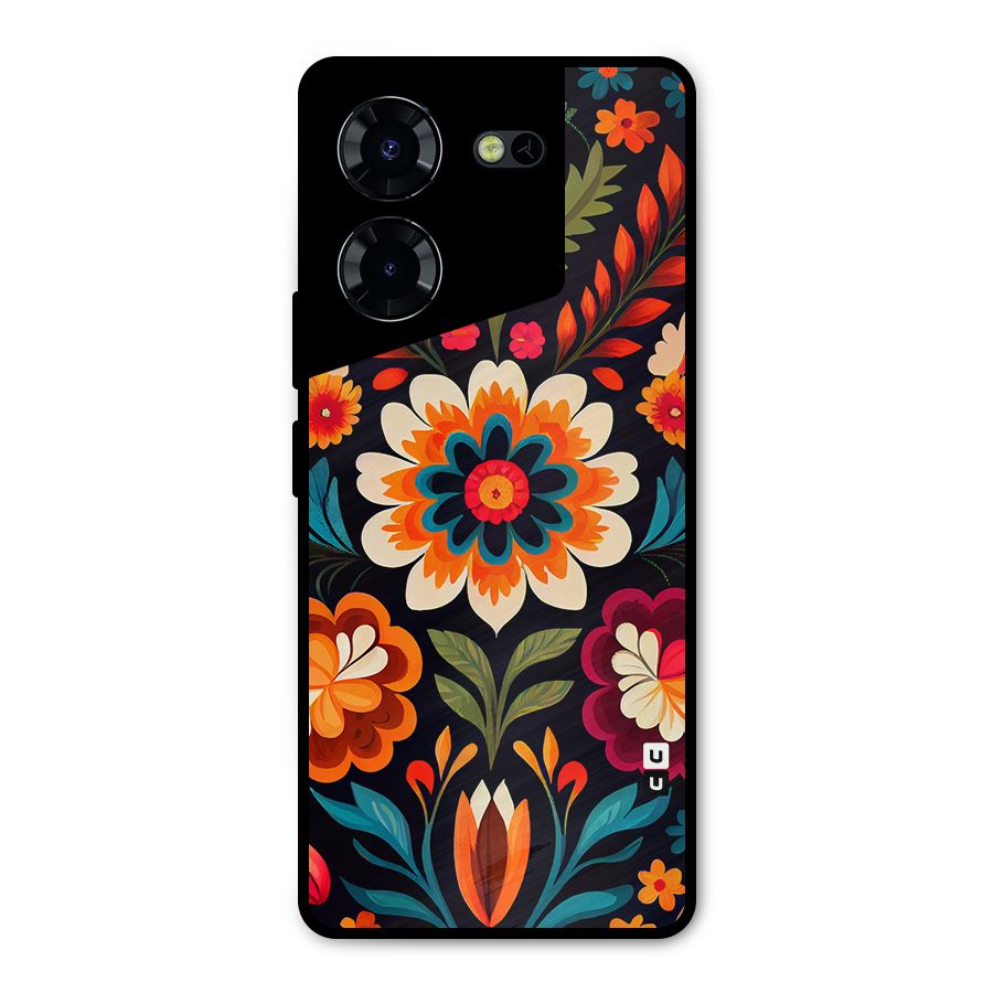 Colorful Mexican Floral Pattern Metal Back Case for Tecno Pova 5 Pro 5G