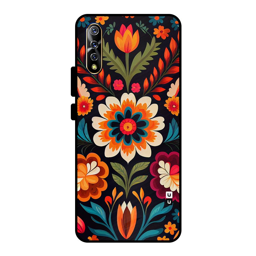 Colorful Mexican Floral Pattern Metal Back Case for Vivo S1