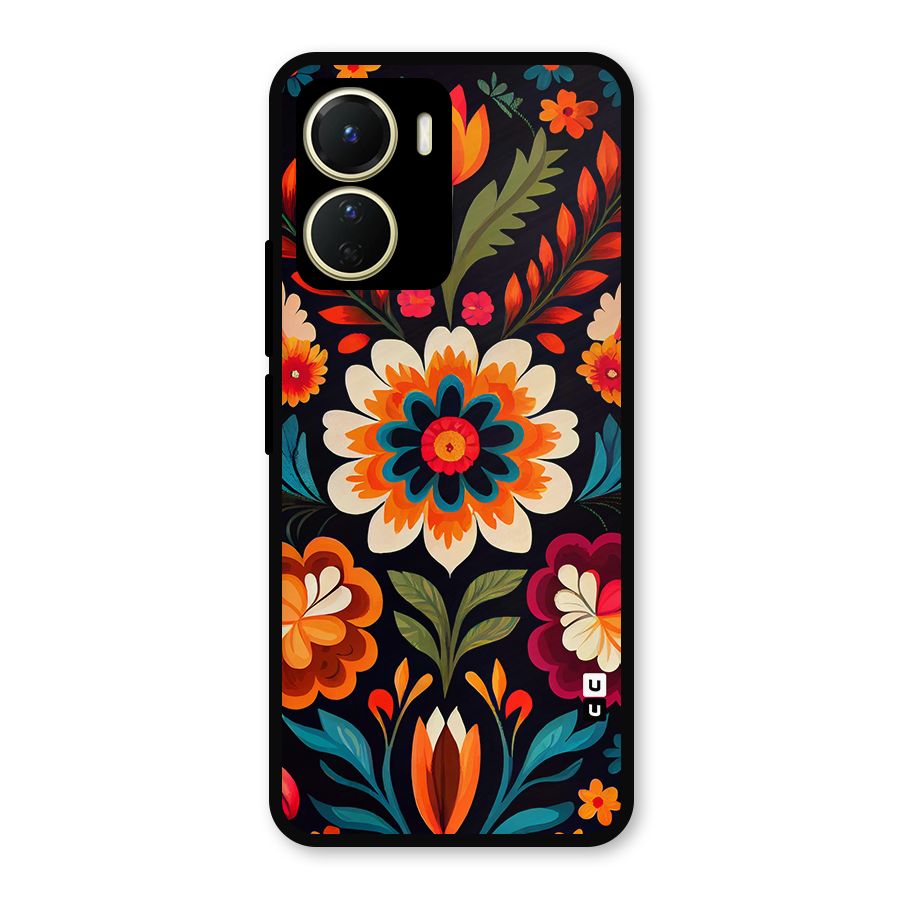Colorful Mexican Floral Pattern Metal Back Case for Vivo T2x
