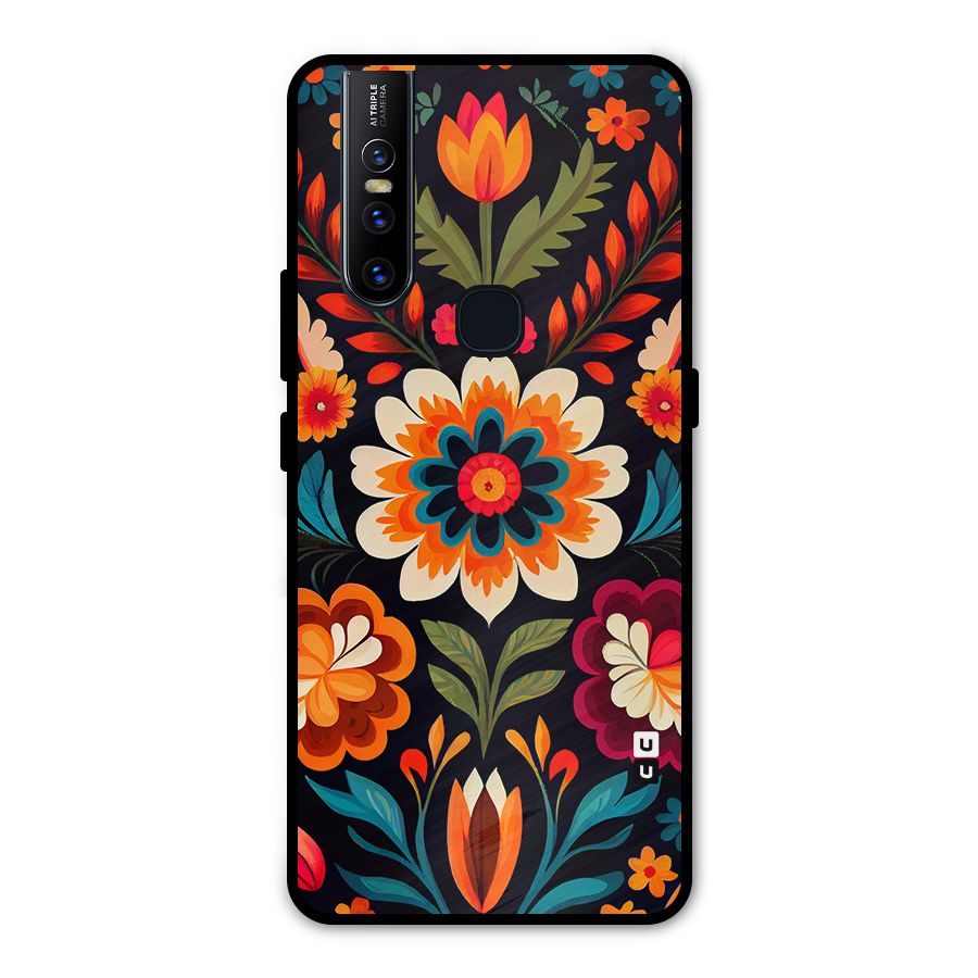 Colorful Mexican Floral Pattern Metal Back Case for Vivo V15