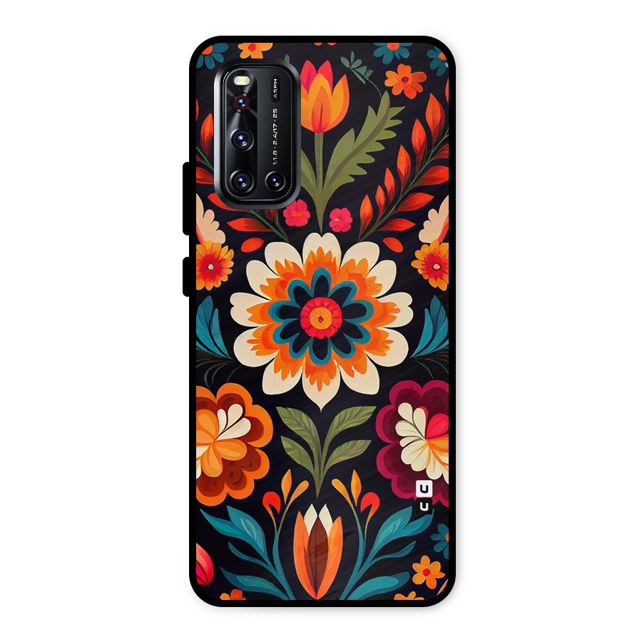 Colorful Mexican Floral Pattern Metal Back Case for Vivo V19