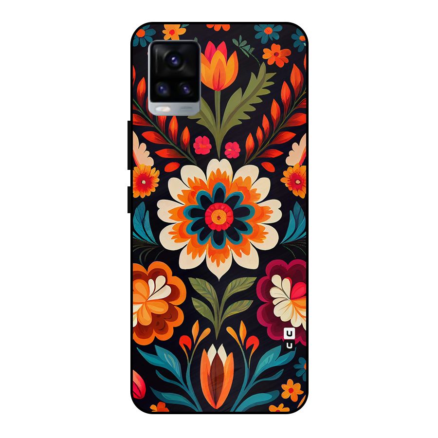 Colorful Mexican Floral Pattern Metal Back Case for Vivo V20