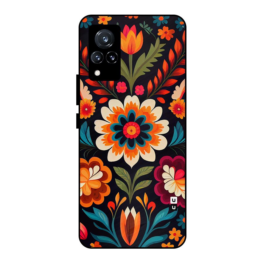Colorful Mexican Floral Pattern Metal Back Case for Vivo V21 5G