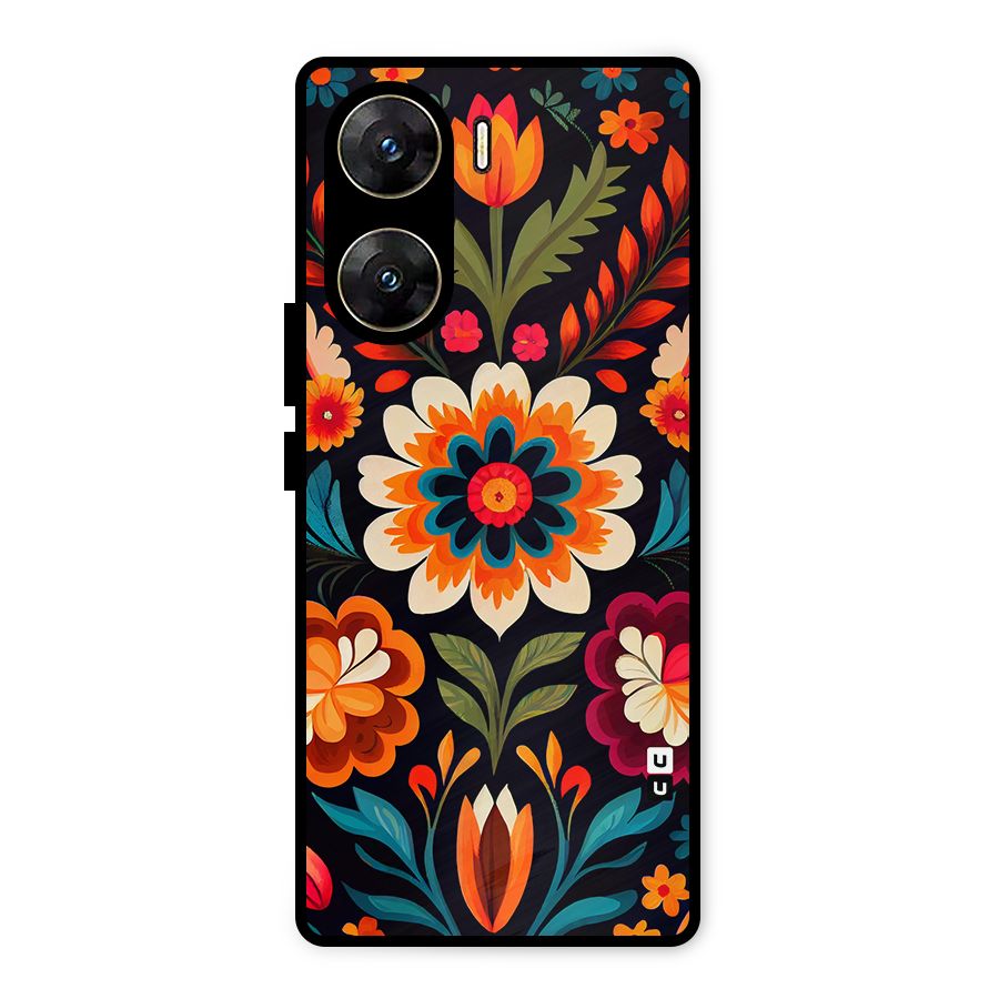 Colorful Mexican Floral Pattern Metal Back Case for Vivo V29e