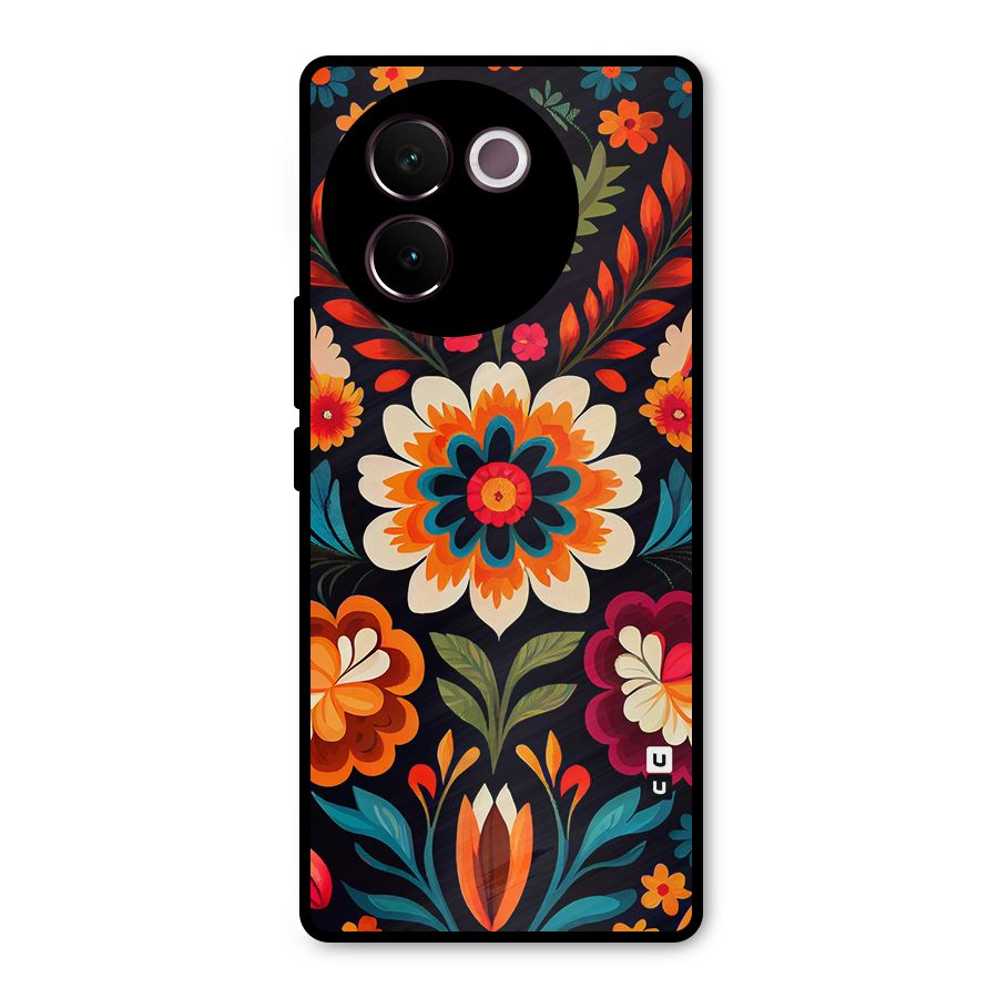 Colorful Mexican Floral Pattern Metal Back Case for Vivo V30e