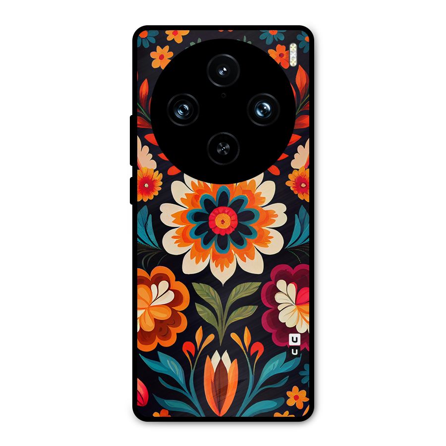 Colorful Mexican Floral Pattern Metal Back Case for Vivo X100 Pro