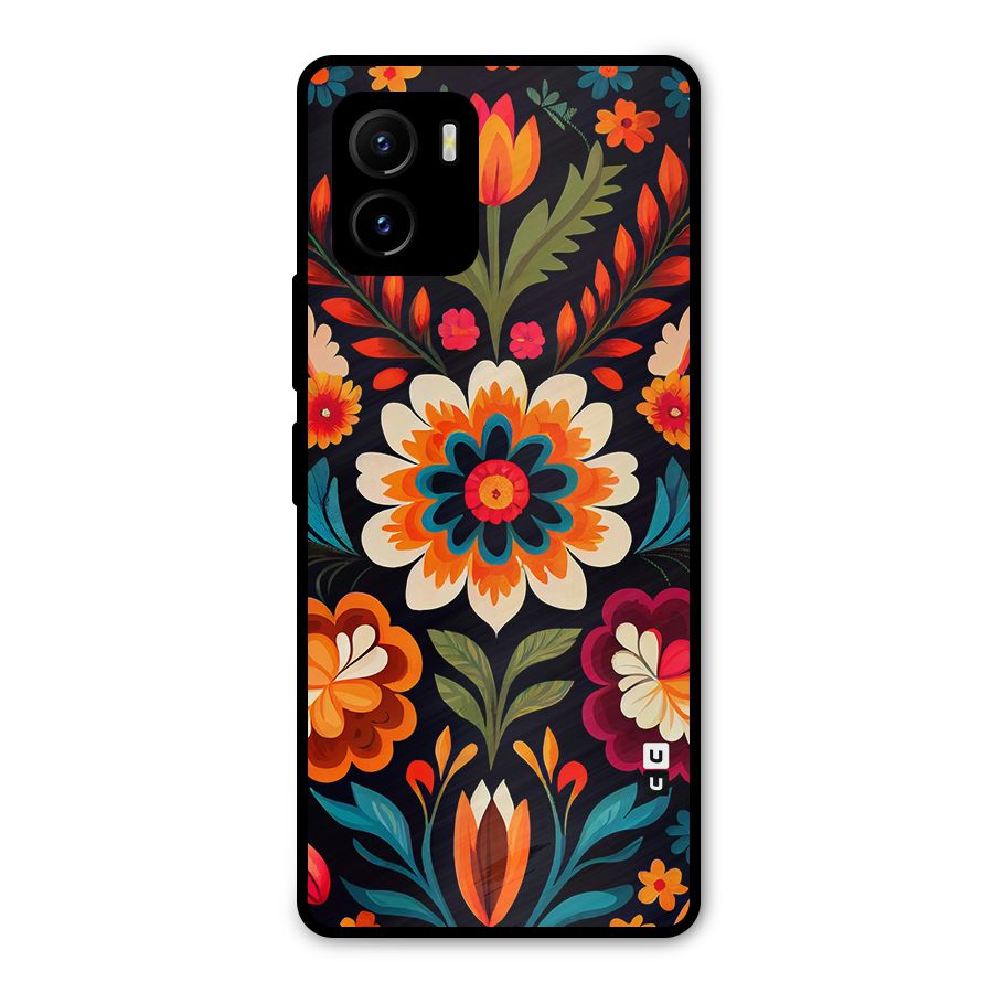 Colorful Mexican Floral Pattern Metal Back Case for Vivo Y15s