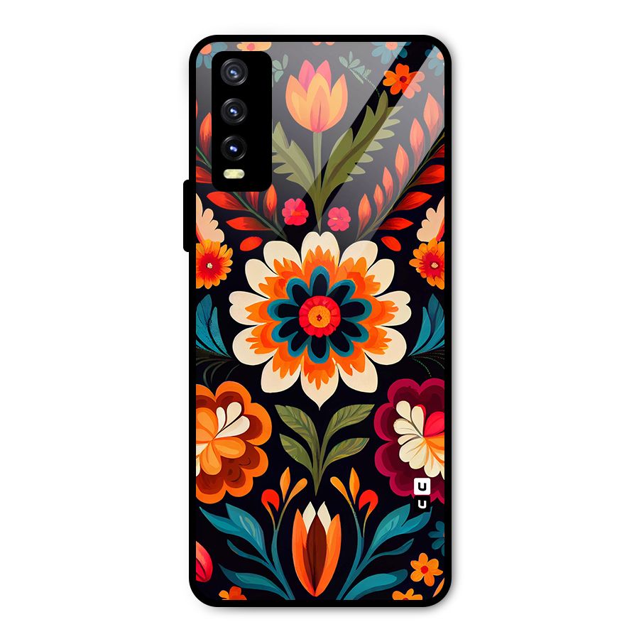 Colorful Mexican Floral Pattern Metal Back Case for Vivo Y20i