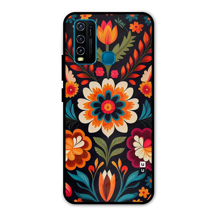 Colorful Mexican Floral Pattern Metal Back Case for Vivo Y30