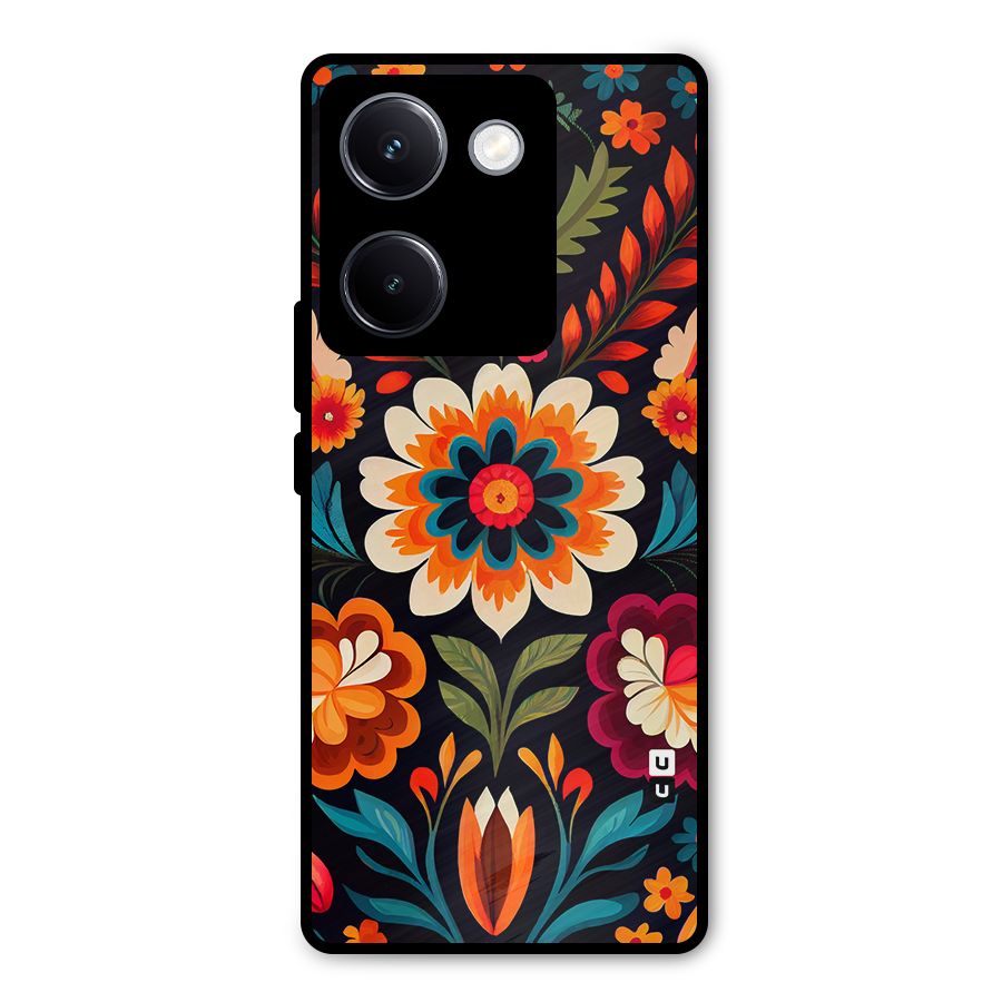 Colorful Mexican Floral Pattern Metal Back Case for Vivo Y300 Plus